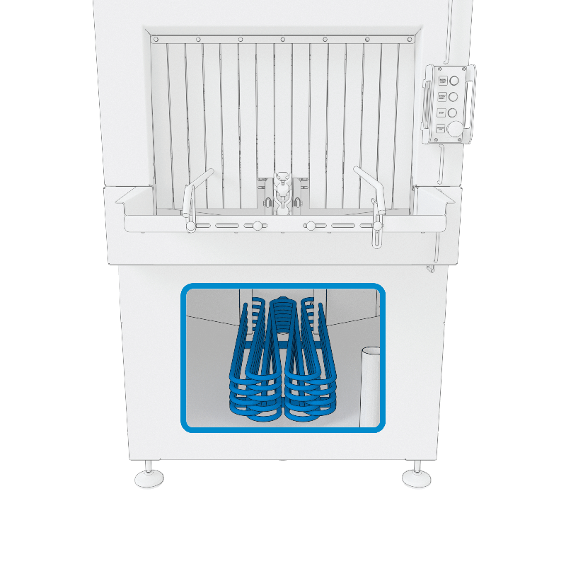 Crate washer hot water coil